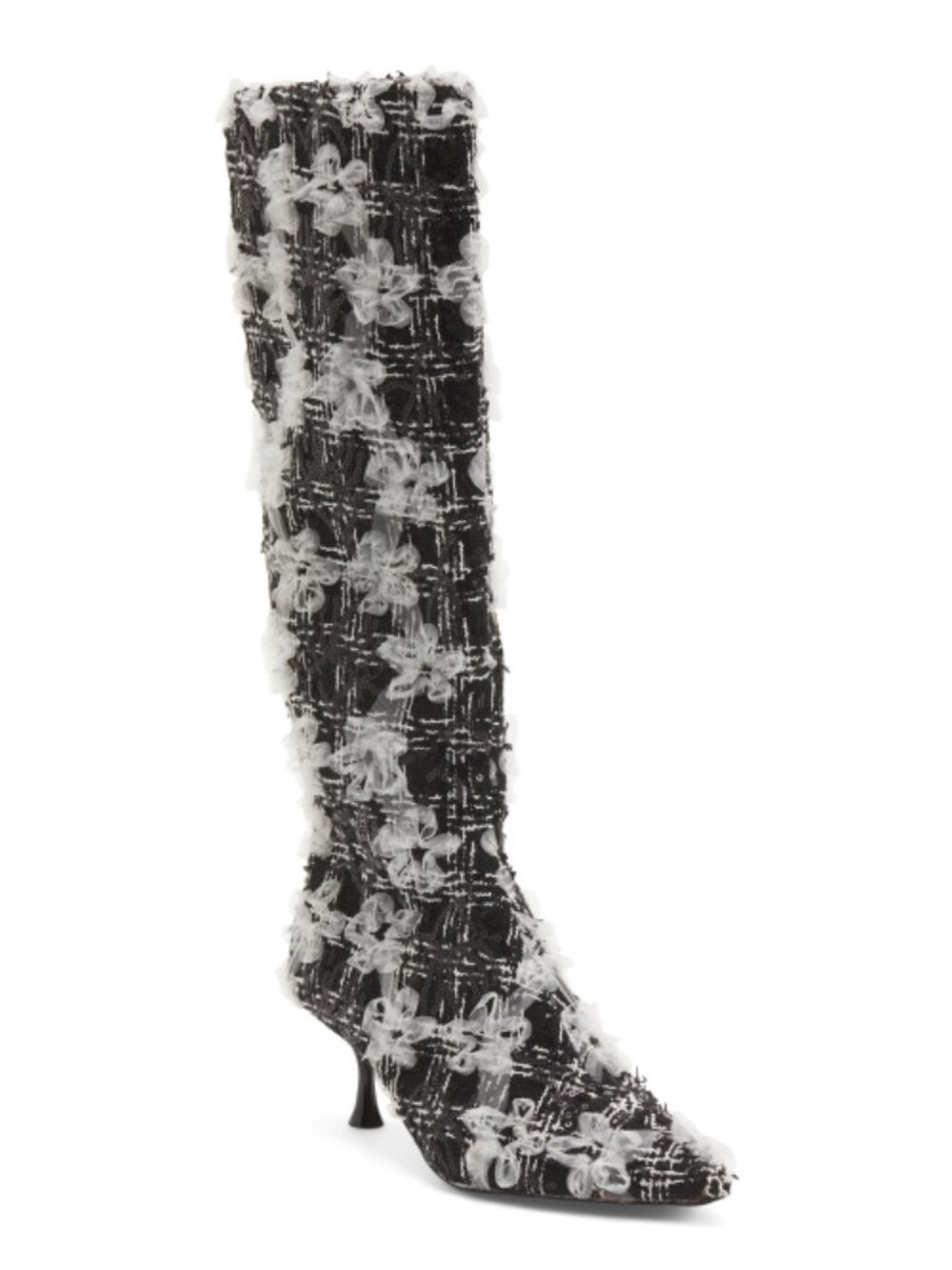 new BETSEY JOHNSON Maxxine Floral Sequin Embellished Knee Boots 268 6M3 - Picture 3 of 6